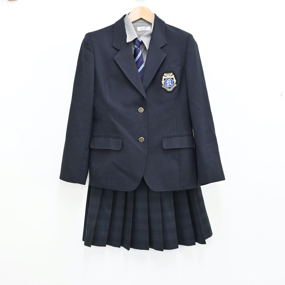 【中古】福井県 啓新高等学校 女子制服 5点（ブレザー・シャツ・スカート）sf011127