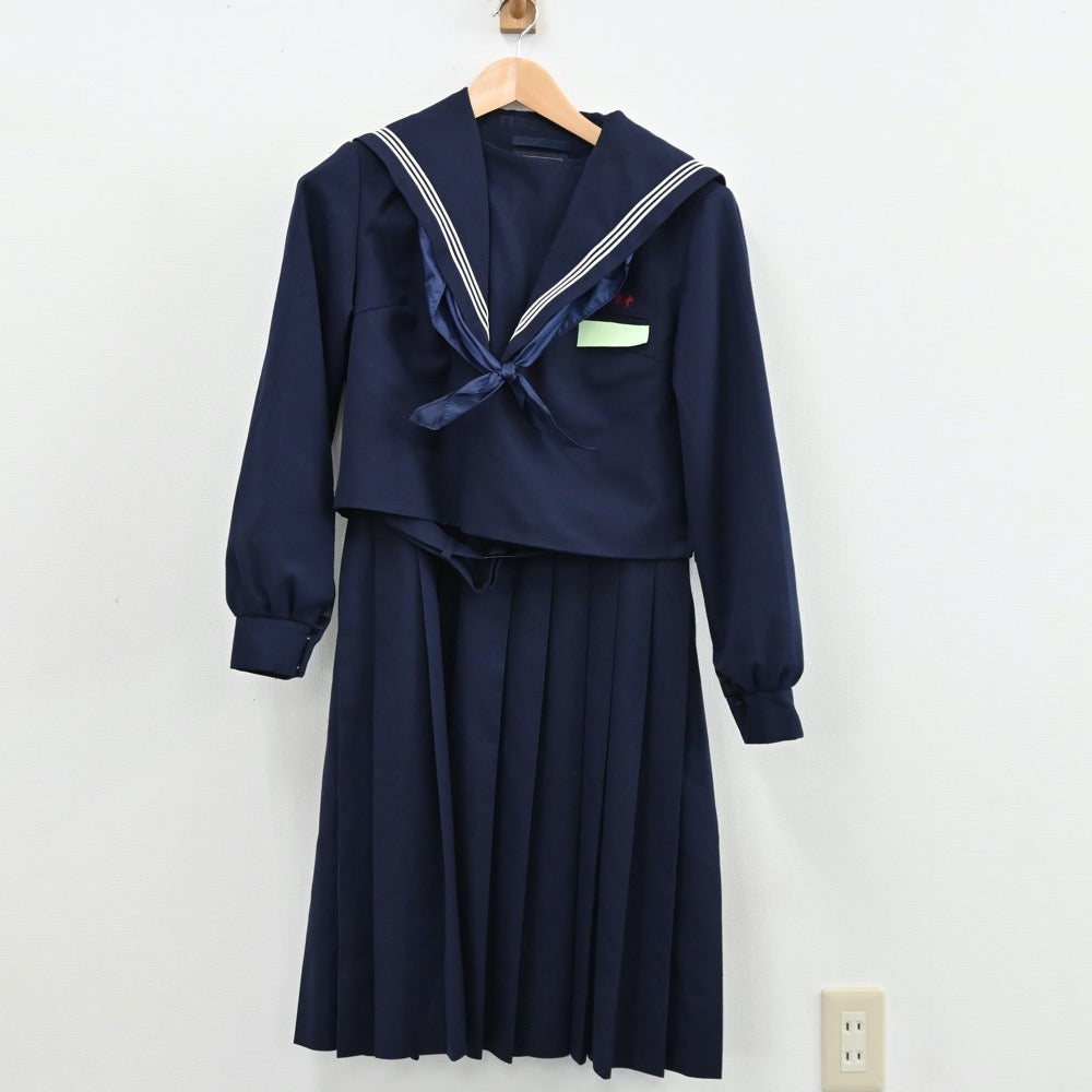 【中古】福岡県 篠栗中学校 女子制服 4点（セーラー服・ニット・ジャンパースカート）sf011201