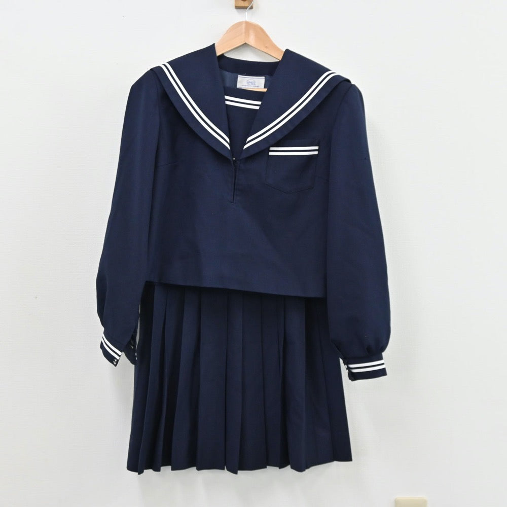 【中古】静岡県 棒松中学校 女子制服 3点（セーラー服・セーラー服・スカート）sf011202