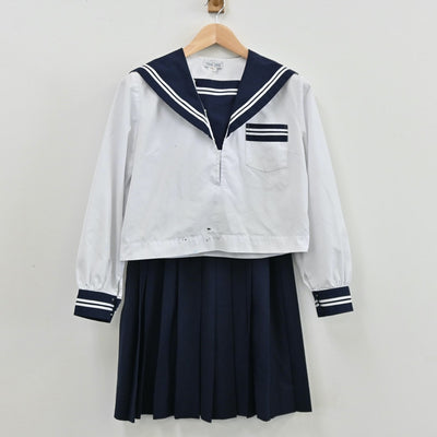 【中古】静岡県 棒松中学校 女子制服 3点（セーラー服・セーラー服・スカート）sf011202