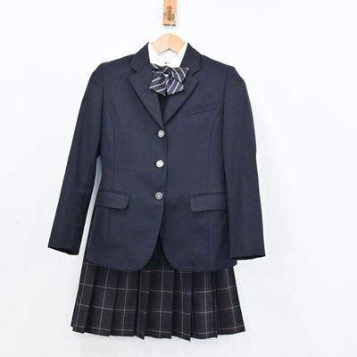 【中古】福岡県 福岡県立須恵高等学校 女子制服 5点（ブレザー・シャツ・ニット・スカート）sf011240