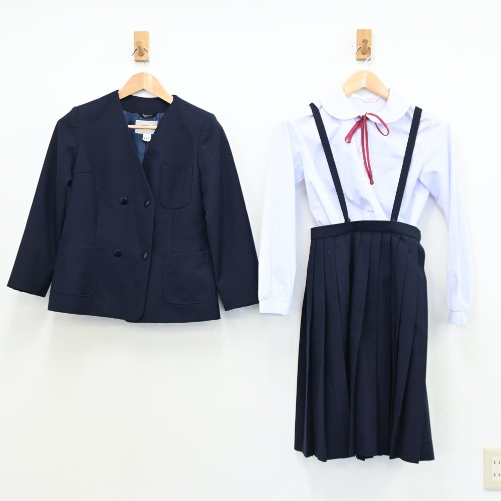 【中古】青森県 青森市立佃中学校 女子制服 4点（ブレザー・シャツ・スカート）sf011246