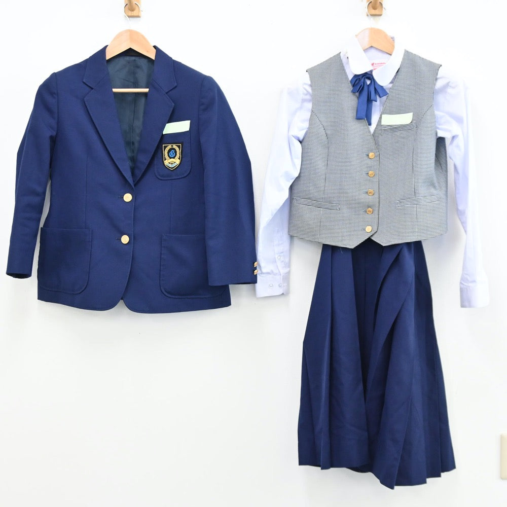 【中古】福岡県 太宰府市立学業院中学校 女子制服 6点(ブレザー・シャツ・ベスト・スカート)sf011307