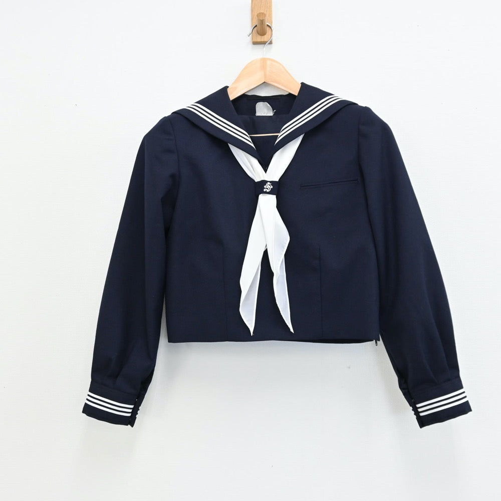 【中古】東京都 墨田区立墨田中学校 女子制服 2点（セーラー服・ジャンパースカート）sf011359