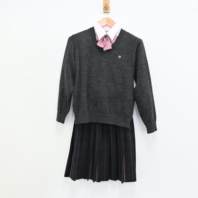 【中古】東京都 東洋女子高等学校 女子制服 5点（ブレザー・シャツ・ニット・スカート）sf011365