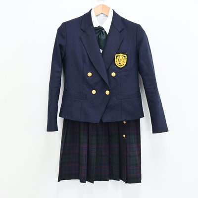 【中古】東京都 鶴川高等学校 女子制服 6点（ブレザー・シャツ・ベスト・ニット・スカート）sf011374