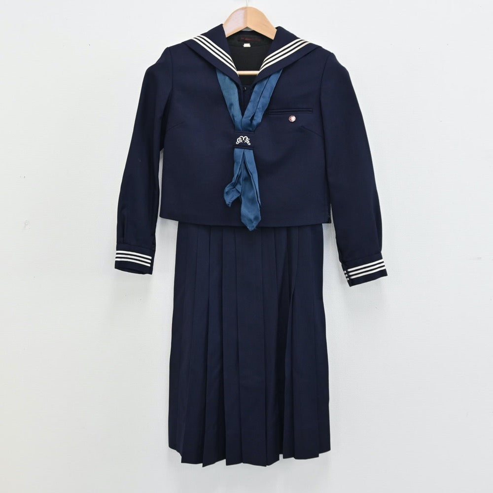 【中古】兵庫県 武庫川女子大学附属高等学校 女子制服 5点（セーラー服・ニット・シャツ・スカート）sf011381