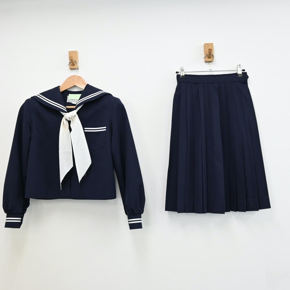 【中古】静岡県 南陽中学校 女子制服 3点（セーラー服・スカート）sf011493