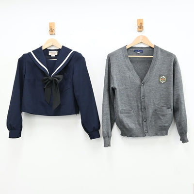 【中古】愛知県 刈谷北高等学校 女子制服 5点（セーラー服・ニット・スカート）sf011511