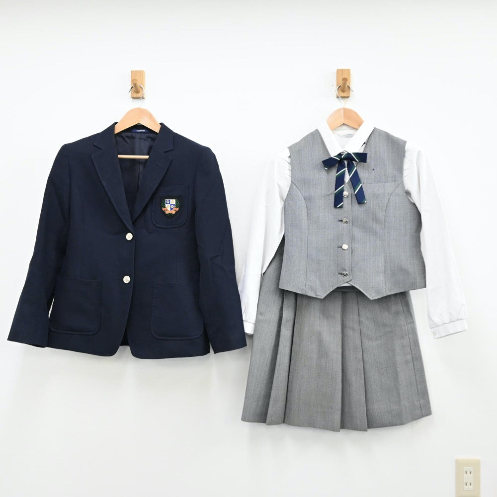 【中古】福岡県 玄界高等学校 女子制服 6点（ブレザー・ニット・シャツ・ベスト・スカート）sf011533