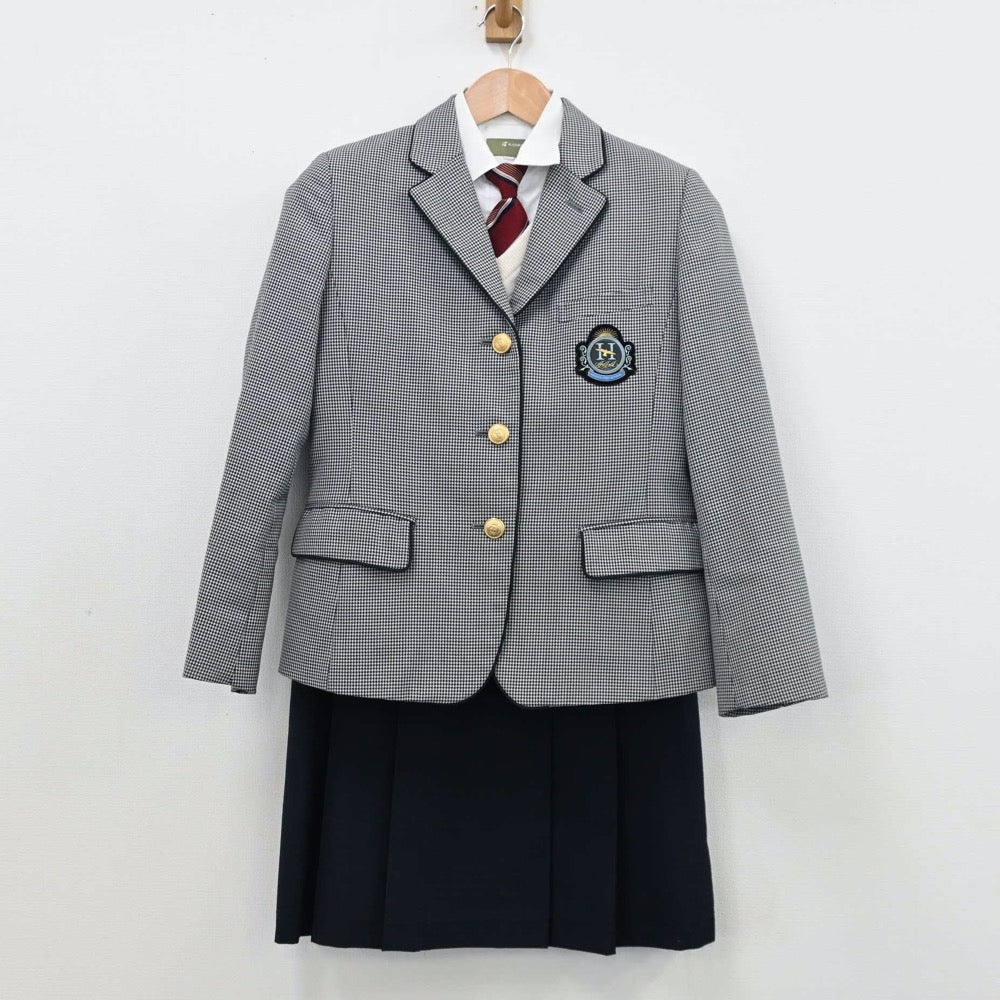 【中古】福岡県 博多高等学校 女子制服 5点（ブレザー・シャツ・ニット・スカート）sf011567