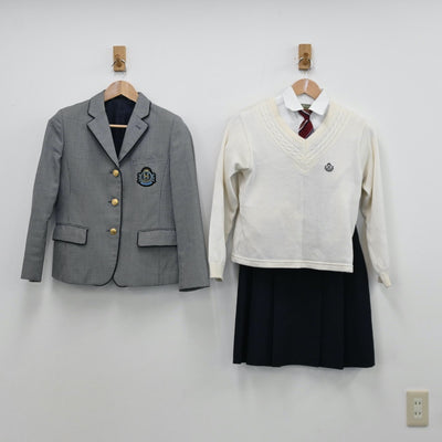 【中古】福岡県 博多高等学校 女子制服 5点（ブレザー・シャツ・ニット・スカート）sf011567