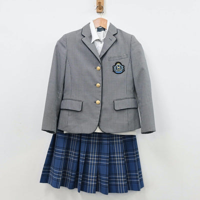 【中古】福岡県 博多高等学校 女子制服 4点（ブレザー・シャツ・ニットベスト・スカート）sf011569