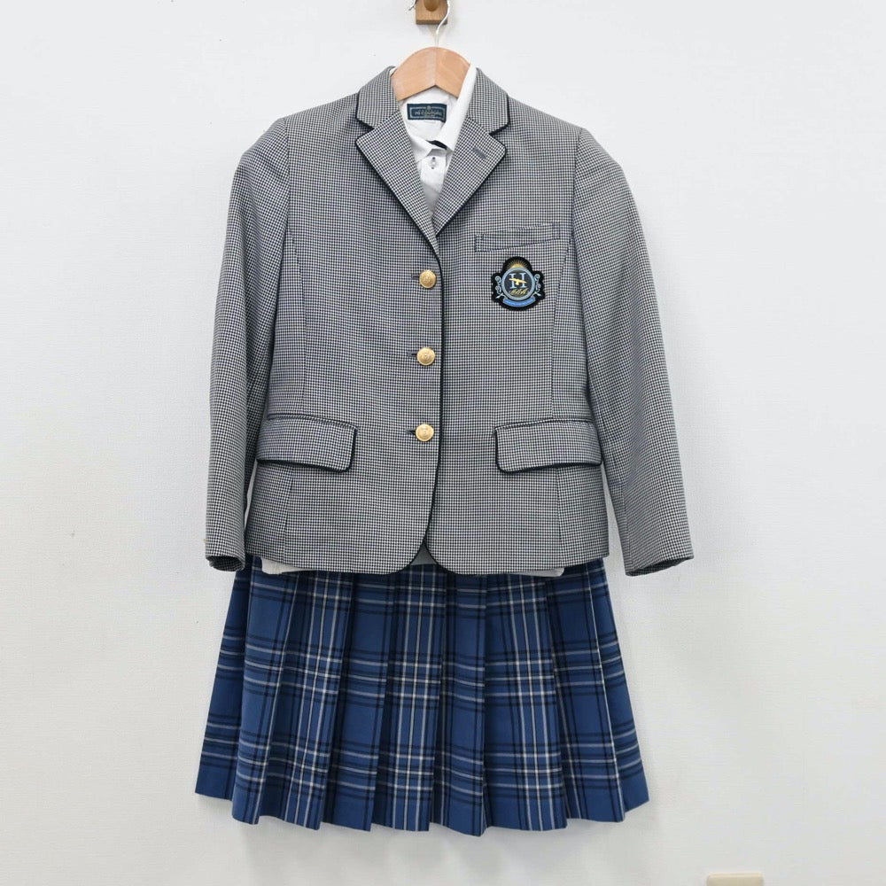 【中古】福岡県 博多高等学校 女子制服 4点（ブレザー・シャツ・ニットベスト・スカート）sf011571