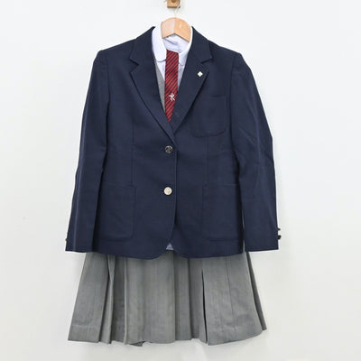 【中古】富山県 大門高等学校 女子制服 6点（ブレザー・シャツ・ベスト・スカート）sf011586