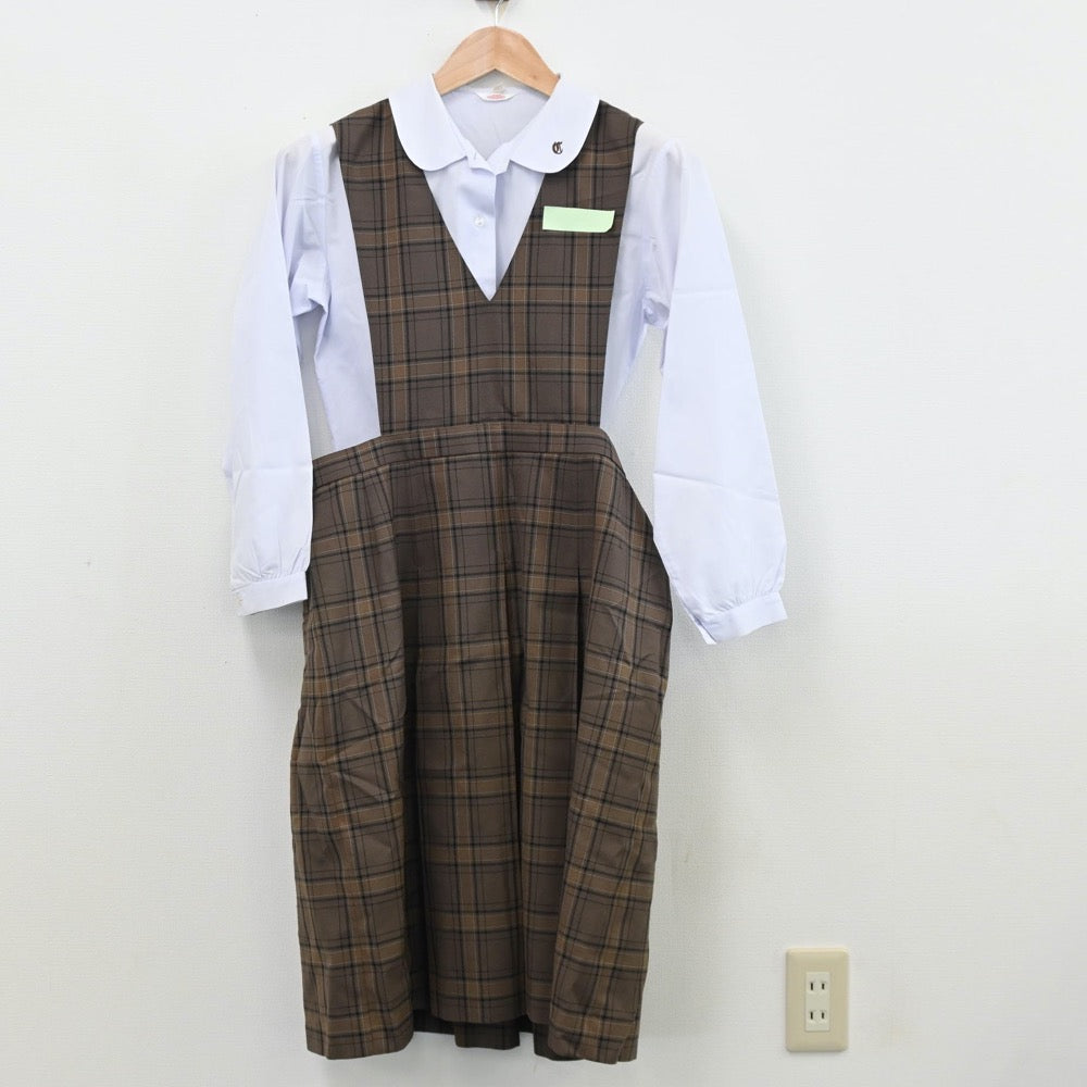 【中古】福岡県 筑紫野中学校 女子制服 3点（シャツ・シャツ・ジャンパースカート）sf011601