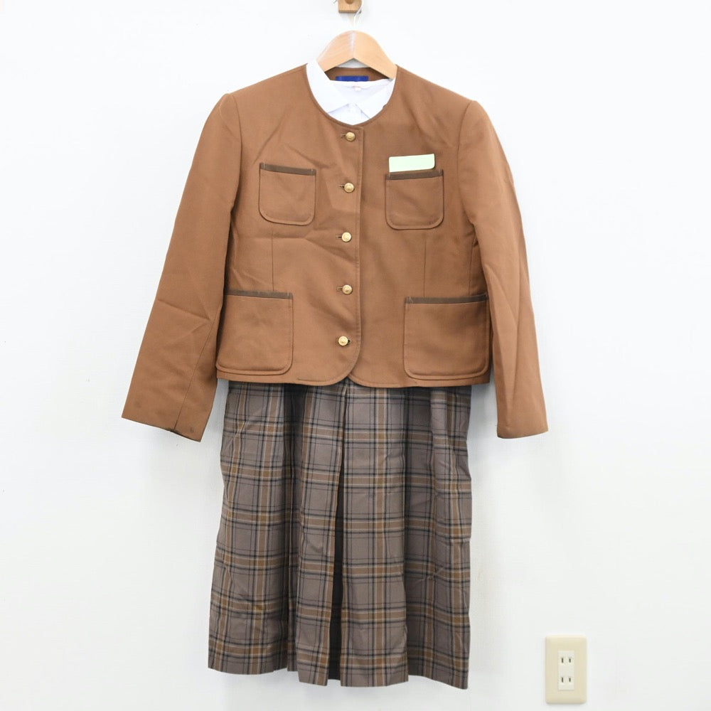 【中古】福岡県 筑紫野中学校 女子制服 4点（ブレザー・シャツ・シャツ・ジャンパースカート）sf011602