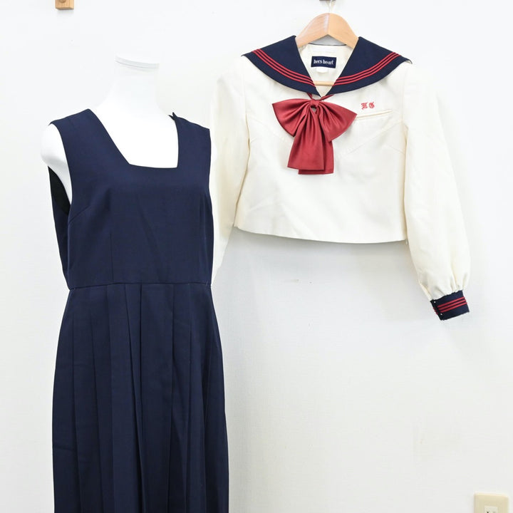 【中古制服】福岡県 博多女子中学校 女子制服 4点（セーラー服・ニット・ジャンパースカート）sf011612【リサイクル学生服】 | 中古制服 通販パレイド