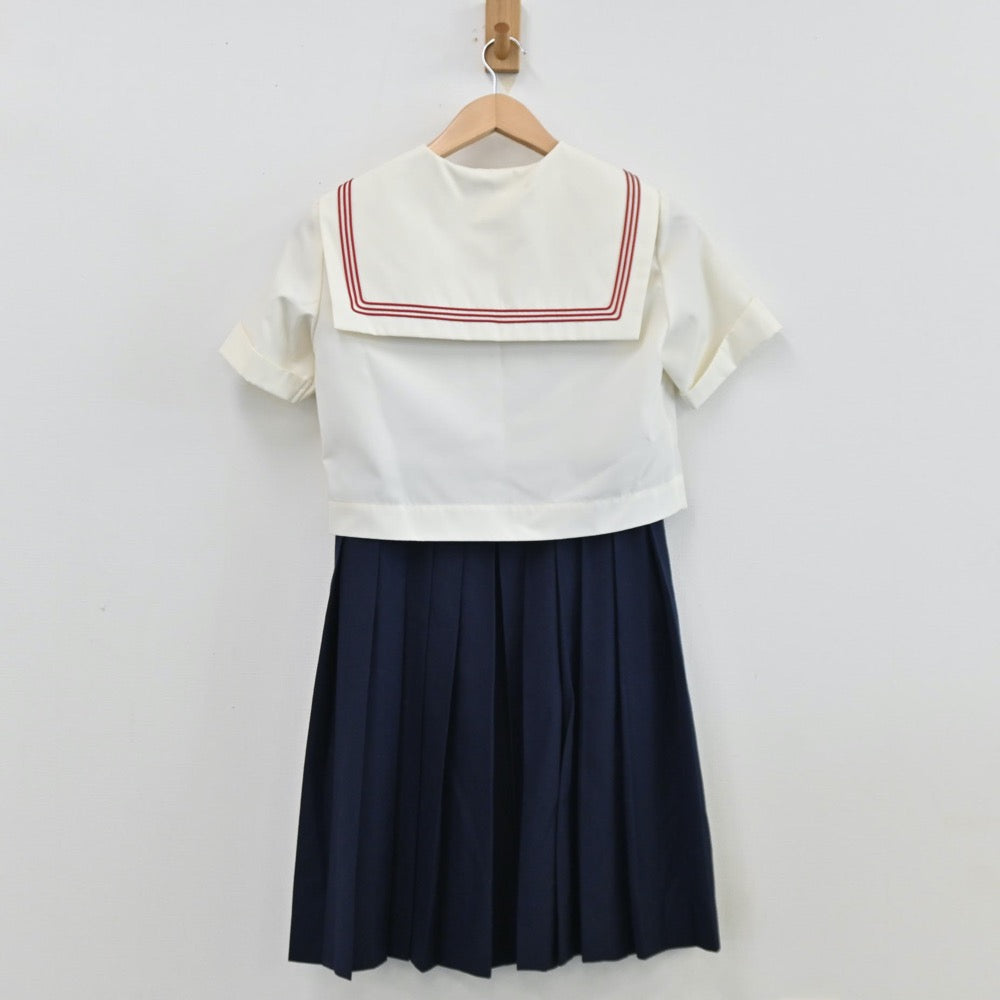 【中古】福岡県 博多女子中学校 女子制服 3点（セーラー服・スカート）sf011613