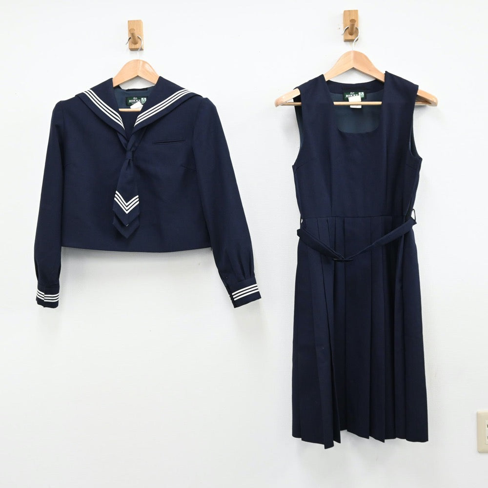 【中古】神奈川県 川崎市立田島中学校 女子制服 2点（セーラー服・ジャンパースカート）sf011637