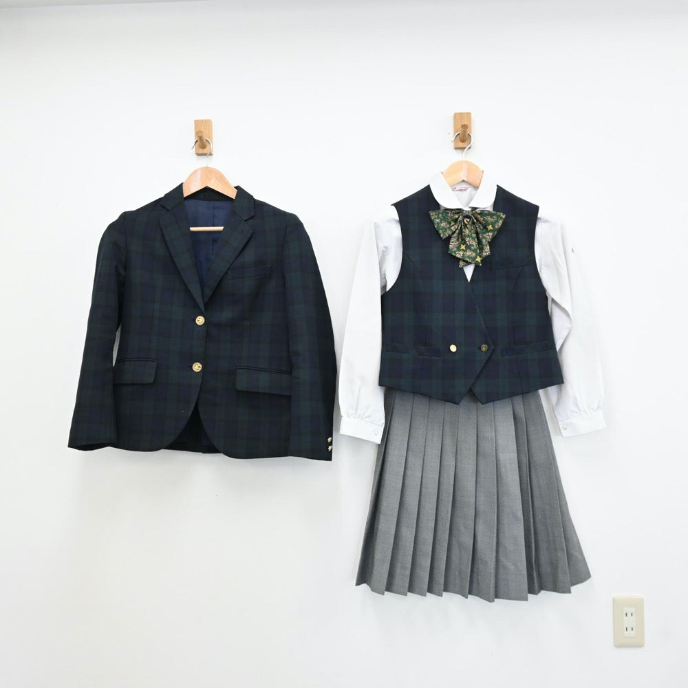 【中古】長崎県 長崎日大高等学校 女子制服 5点（ブレザー・シャツ・ベスト・スカート）sf011658