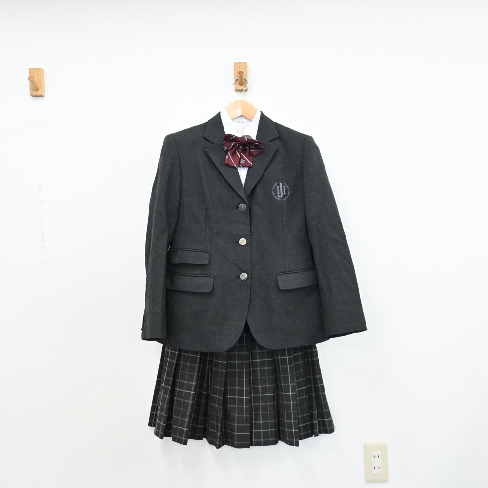 【中古】福岡県 純真高等学校 女子制服 5点（ブレザー・シャツ・ニット・スカート）sf011659