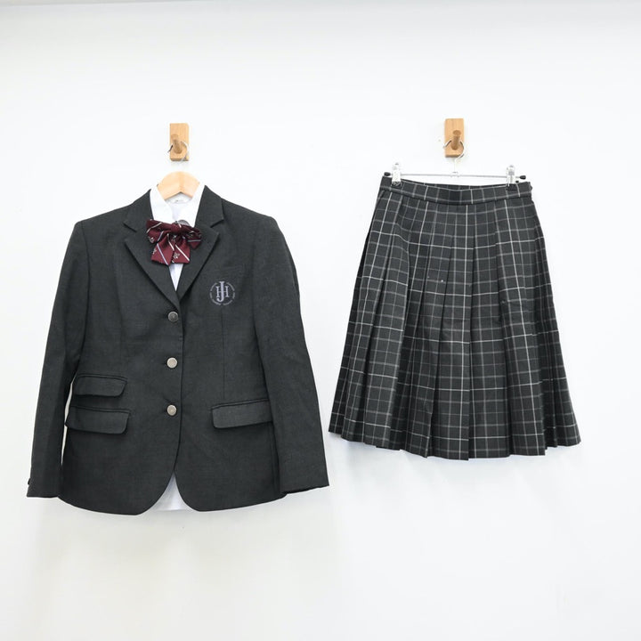 【中古】福岡県 純真高等学校 女子制服 5点（ブレザー・シャツ・ニット・スカート）sf011659