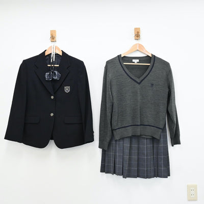 【中古】兵庫県 武庫荘総合高等学校 女子制服 4点（ブレザー・ニット・スカート）sf011679