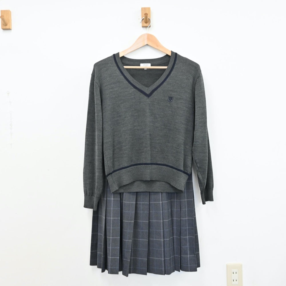 【中古】兵庫県 武庫荘総合高等学校 女子制服 4点（ブレザー・ニット・スカート）sf011679