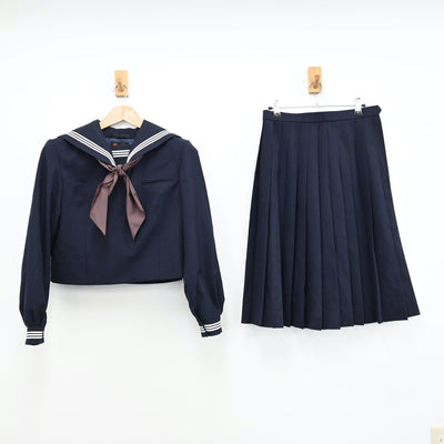 【中古】茨城県 潮来第二中学校 女子制服 4点（セーラー服・スカート）sf011697