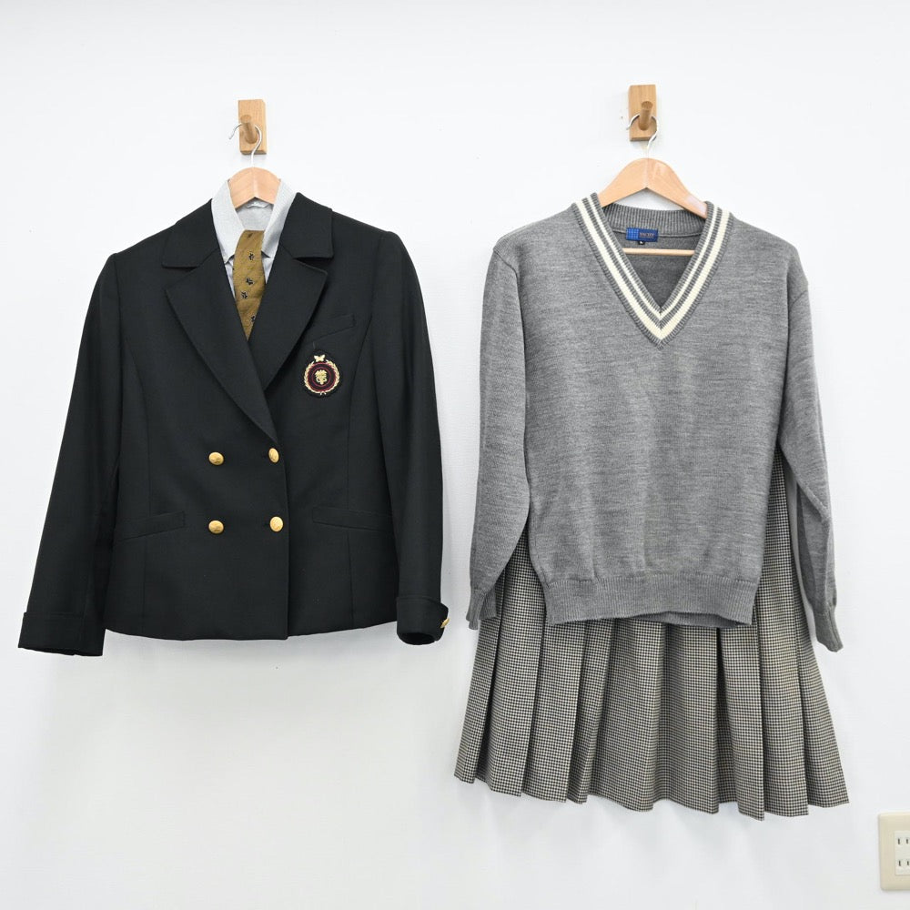 【中古】福島県 平商業高等学校 女子制服 5点（ブレザー・シャツ・ニット・スカート）sf011699