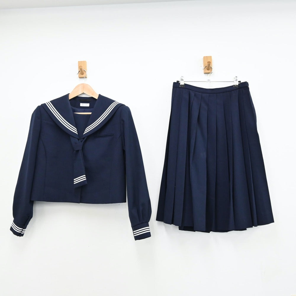 【中古】福島県 好間中学校 女子制服 3点（セーラー服・スカート）sf011700