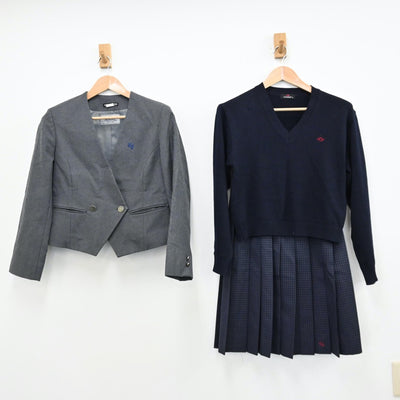 【中古】岐阜県 東濃実業高等学校 女子制服 3点（ブレザー・ニット・スカート）sf011703