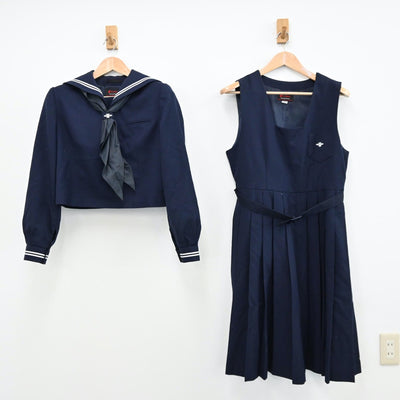 【中古】東京都 小松川第二中学校 女子制服 3点（セーラー服・ジャンパースカート）sf011712