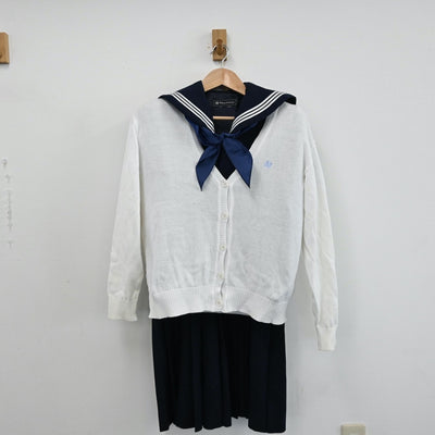 【中古】神奈川県 神奈川学園中学校 女子制服 4点（セーラー服・ニット・ジャンパースカート）sf011729