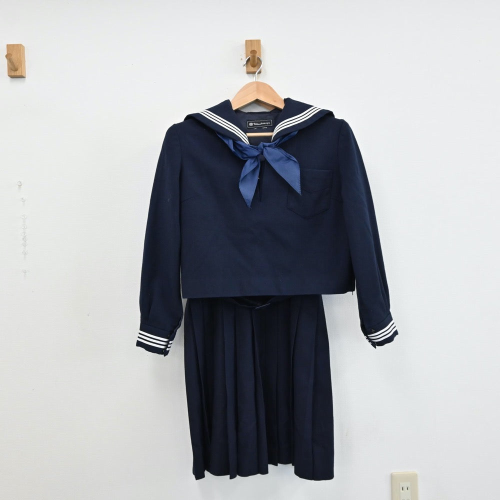 【中古】神奈川県 神奈川学園中学校 女子制服 4点（セーラー服・ニット・ジャンパースカート）sf011729