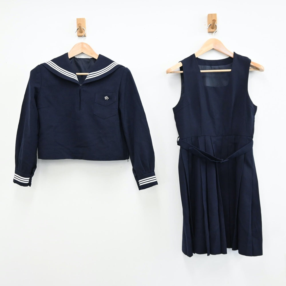 【中古】神奈川県 神奈川学園中学校 女子制服 3点（セーラー服・ジャンパースカート）sf011730