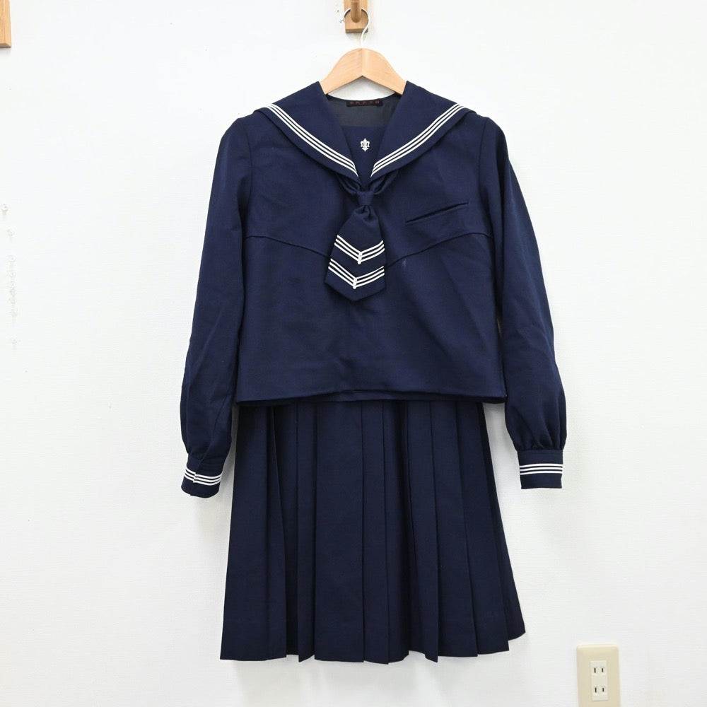 【中古】岩手県 盛岡白百合学園高等学校 女子制服 5点（セーラー服・スカート）sf011735