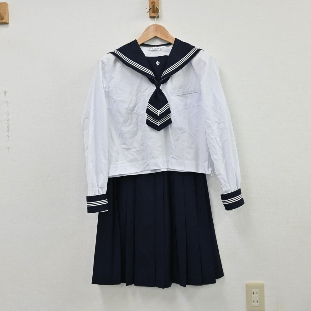 【中古】岩手県 盛岡白百合学園高等学校 女子制服 5点（セーラー服・スカート）sf011735