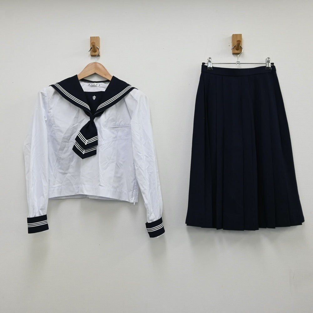 【中古】岩手県 盛岡白百合学園高等学校 女子制服 5点（セーラー服・スカート）sf011735