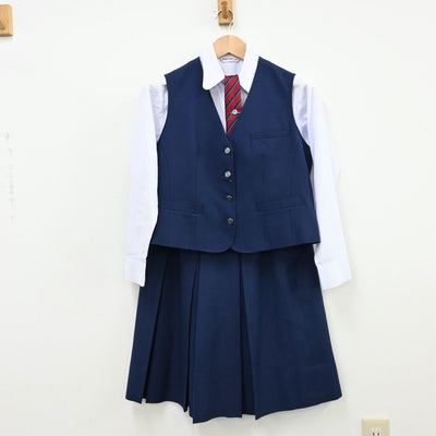 【中古】兵庫県 神戸市立太山寺中学校 女子制服 6点（ブレザー・シャツ・ベスト・ニット・スカート）sf011743