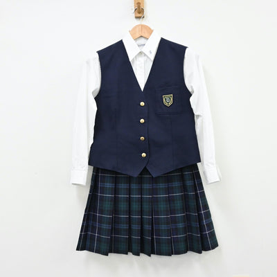 【中古】福岡県 福岡第一高等学校 女子制服 3点（シャツ・ベスト・スカート）sf011749