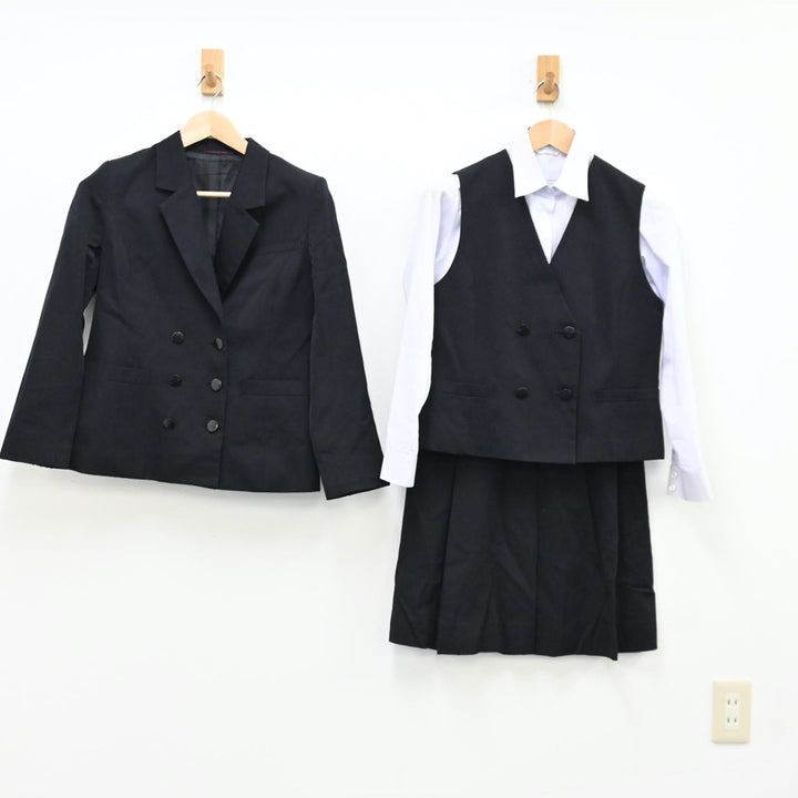 【中古】静岡県 長泉中学校 女子制服 4点（ブレザー・ベスト・シャツ・スカート）sf011776