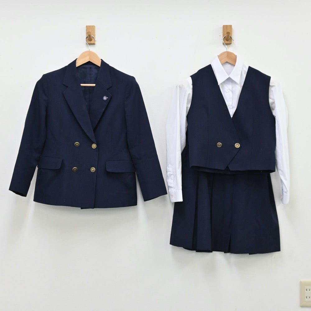 【中古】神奈川県 樽町中学校 女子制服 5点（ブレザー・ベスト・シャツ・スカート）sf011791