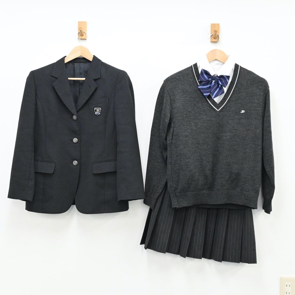 【中古】東京都 郁文館高等学校 女子制服 6点（ブレザー・ニット・シャツ・スカート）sf011799