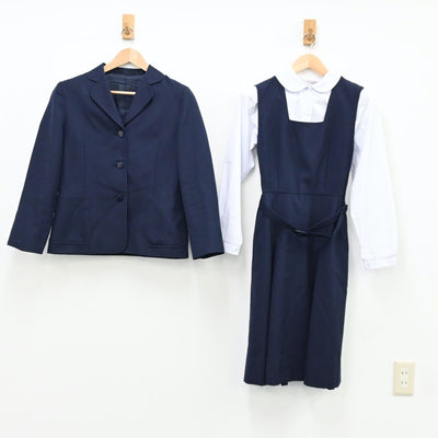 【中古】神奈川県 市場中学校 女子制服 3点（シャツ・ブレザー・ジャンパースカート）sf011810