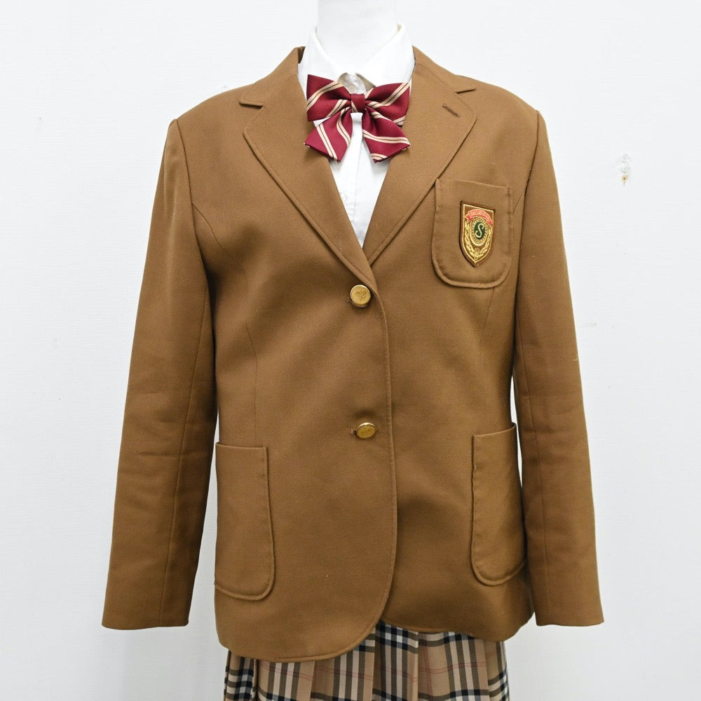 【中古】千葉県 志学館高等部 女子制服 6点（ブレザー・シャツ・ニット・スカート）sf011848