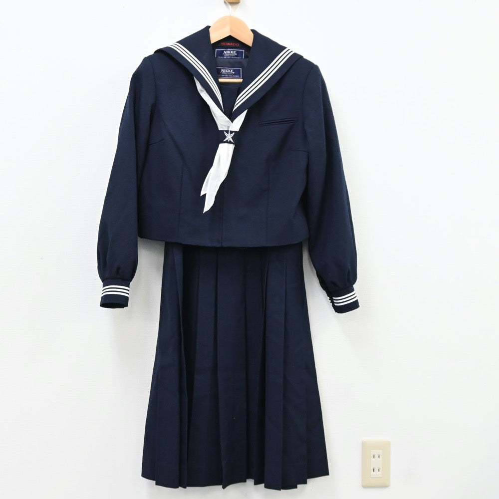 【中古】埼玉県 大袋中学校 女子制服 6点（セーラー服・シャツ・ニット・ジャンパースカート）sf011891