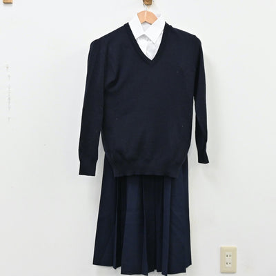 【中古】埼玉県 大袋中学校 女子制服 6点（セーラー服・シャツ・ニット・ジャンパースカート）sf011891