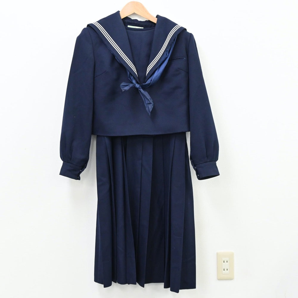 【中古】福岡県 箱崎中学校 女子制服 3点（セーラー服・ジャンパースカート）sf011898